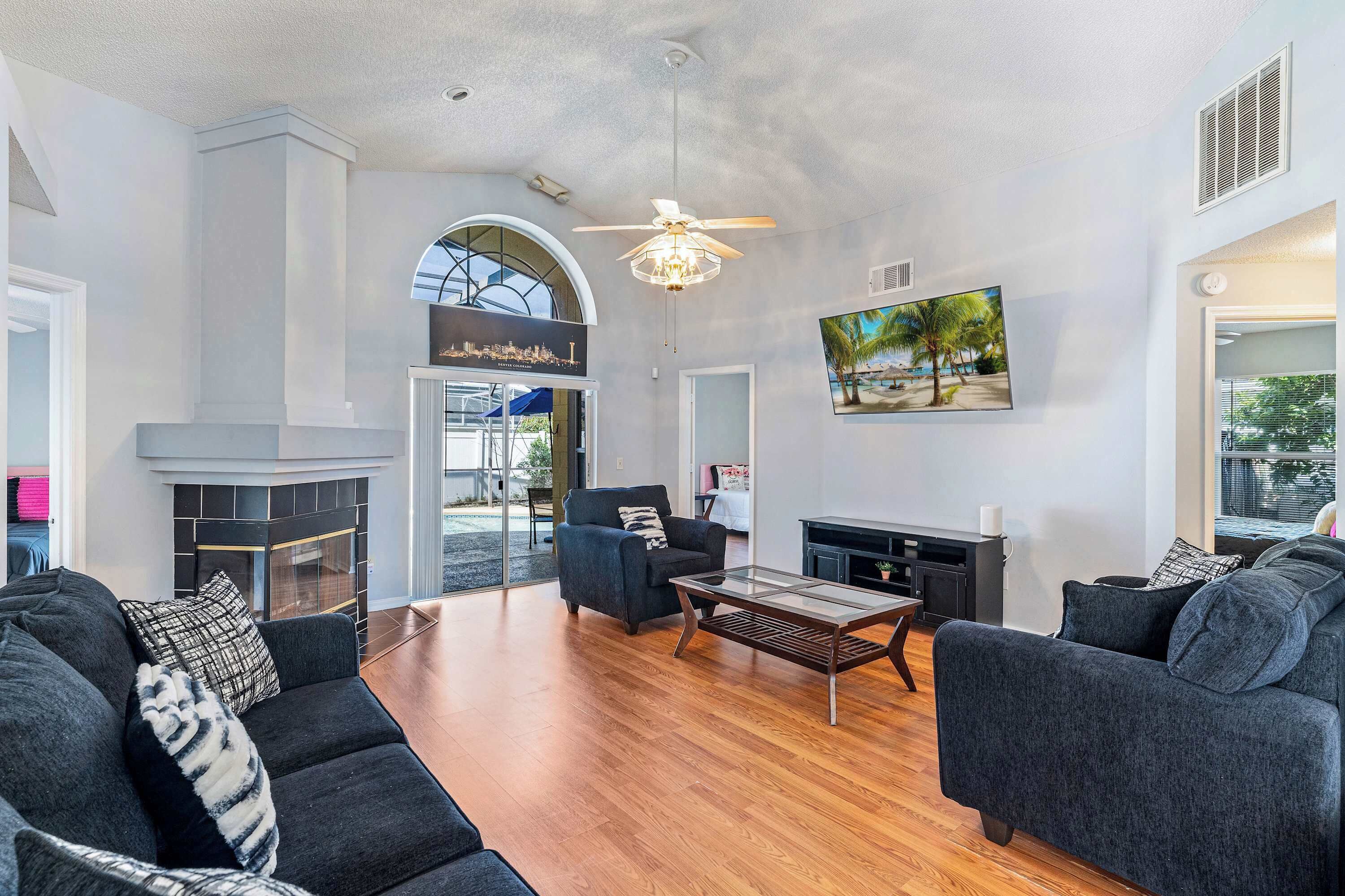 House, Multiple Beds, Pool Access, Pool View (The Davenport Lakes Retreat) | Living area | 42-inch flat-screen TV with digital channels
