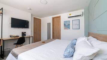 Deluxe Double Room, 1 King Bed, Pool View | In-room safe, desk, laptop workspace, blackout curtains