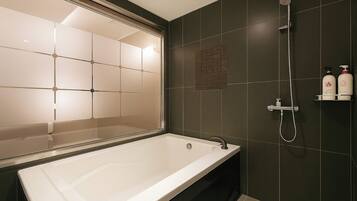 CABIN D (DRIVE IN) | Bathroom | Rainfall showerhead, hair dryer, bathrobes, slippers