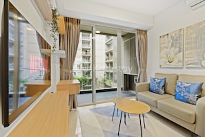 Appartement, 1 chambre, balcon | Coin séjour