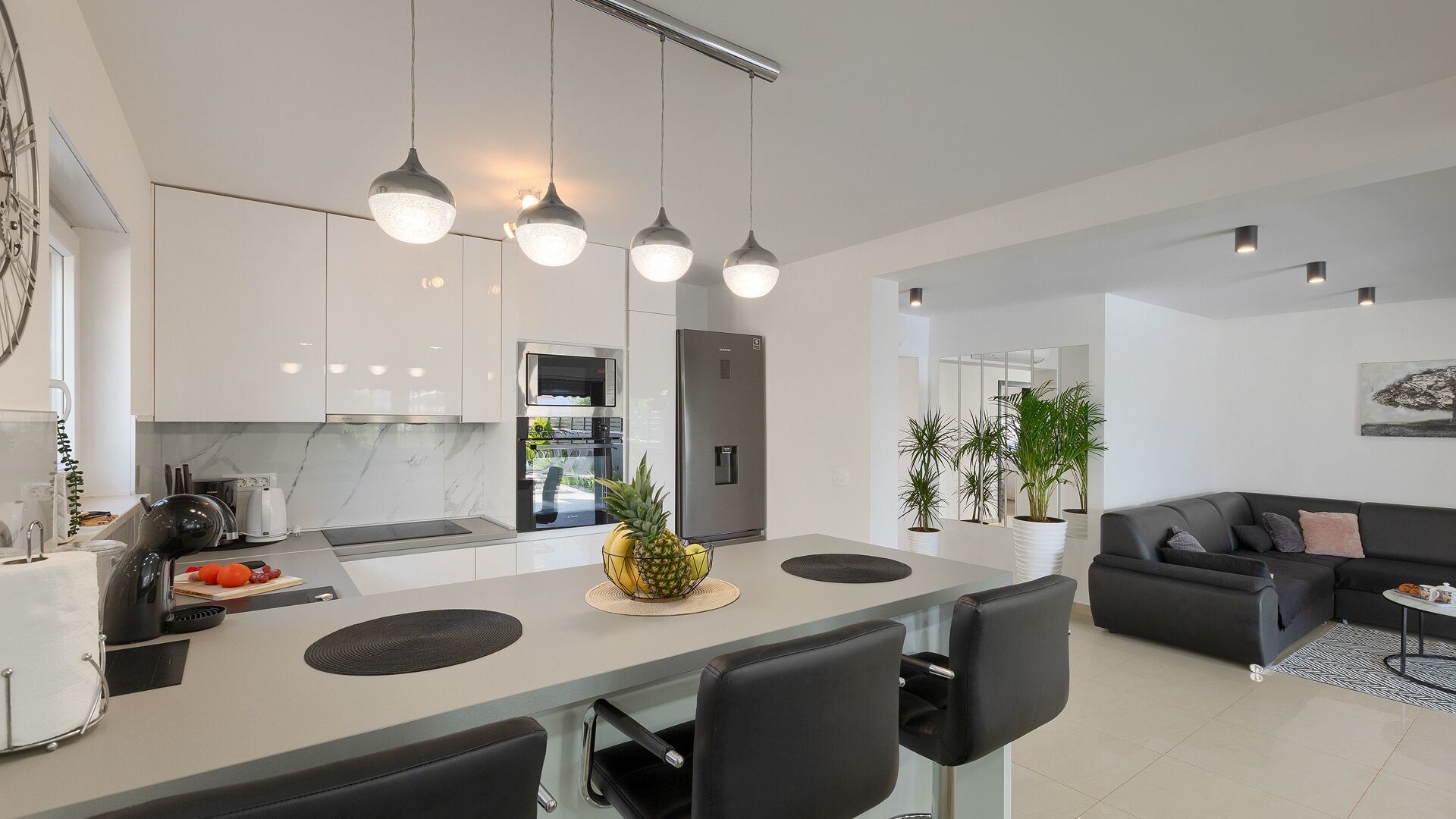 Fridge, microwave, oven, dishwasher