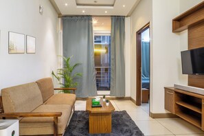 Estúdio, vista para a cidade | Sala de estar