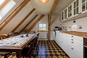 Fridge, oven, stovetop, dishwasher - Cozy country house Wusse FeWo Hiddensee with terrace and fireplace - Landhaus (Ummanz)