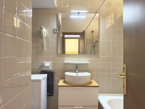 Hair dryer, towels, toilet paper
