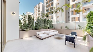 Deluxe Studio, 1 Queen Bed, Terrace, City View | Terrace/patio