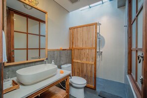 Villa, 1 Bedroom, Pool View | Bathroom | Shower, free toiletries, hair dryer, towels