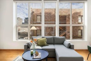 TV, fireplace, offices - Historic DT Loft w/16ft Ceilings |Garage &97 WS! (Seattle)