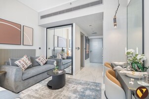 Luxury Apartment, Balcony, City View | Living area