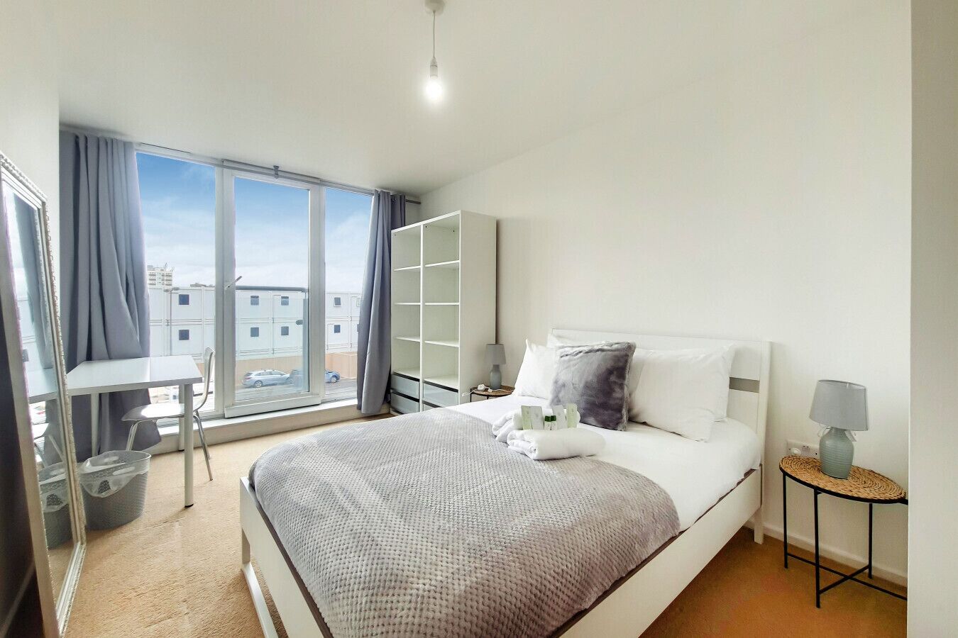 1 bedroom, desk, iron/ironing board, travel cot