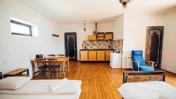 Family Quadruple Room, 4 Bedrooms, Balcony, Hill View | Private kitchen