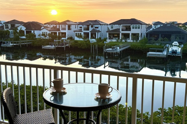 Enjoy stunning sunrises from the balcony, overlooking a peaceful canal view.