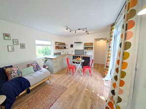 TV, DVD player, books, video library