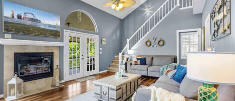 Télévision, cheminée