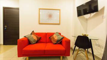 Lúxusstúdíóíbúð - svalir | Stofa