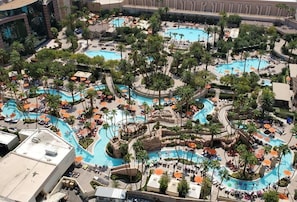 3 outdoor pools, open 9:00 AM to 7:00 PM, free cabanas, sun loungers