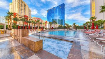 3 outdoor pools, open 9:00 AM to 7:00 PM, free pool cabanas