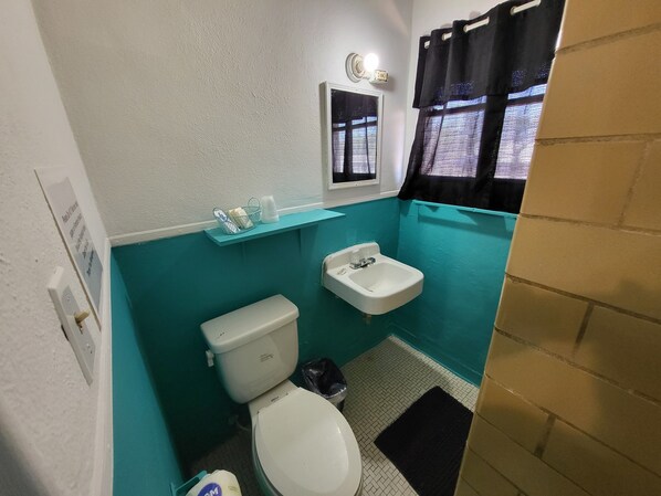 Douche, serviettes fournies, savon, papier toilette