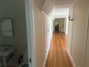 Shower, towels, toilet paper