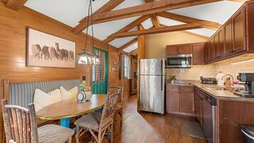 Fridge, microwave, dishwasher, coffee/tea maker
