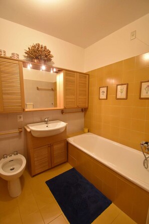 Ducha, secador de pelo, bidet, toallas
