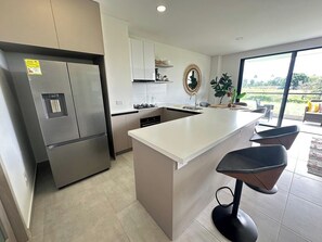 Fridge, microwave, coffee/tea maker, cookware/dishes/utensils - Spectacular Country Apartment with Balcony (Armenia)