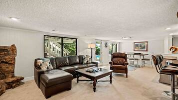 Smart TV, fireplace, stereo