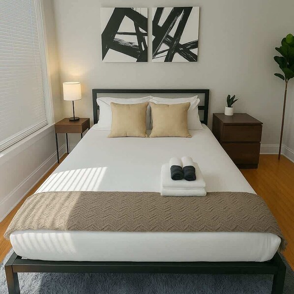 2 bedrooms, iron/ironing board, travel crib, WiFi