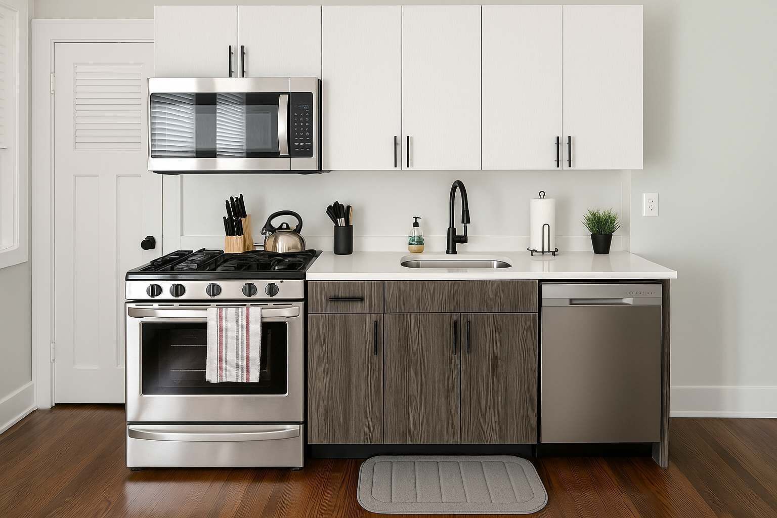 ثلاجة، ميكروويف، فرن، موقد طهي مسطح