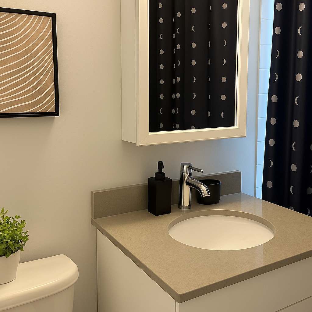 Douche, sèche-cheveux, serviettes fournies