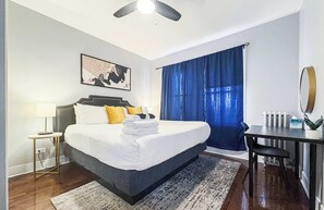 2 bedrooms, iron/ironing board, travel crib, WiFi