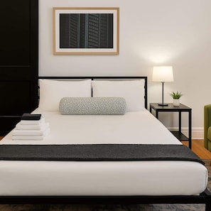 Iron/ironing board, travel crib, WiFi, bed sheets