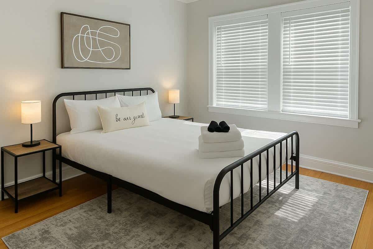 2 bedrooms, iron/ironing board, travel crib, WiFi