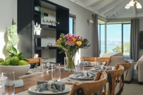 Dining. Luxury Lakeview Farm Stay Rotorua | Hot Tub, Views & Animal, Hamurana Luxury Lakeview Farmhouse w/ a...