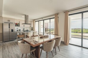 Fridge, microwave, oven, dishwasher