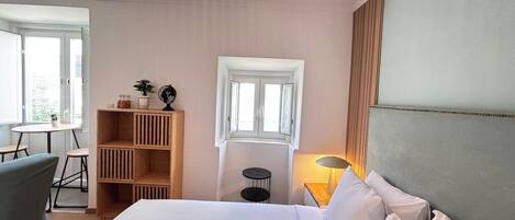 1 bedroom, desk, iron/ironing board, travel cot