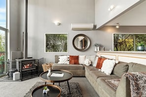 TV, fireplace - Mountain, lake, sun and this sensational home (Queenstown)