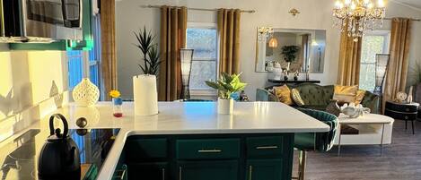 Microwave, stovetop, dishwasher