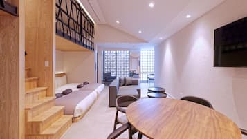 Premium Family Suite Max8 Comfort4 with Steam Sauna, Non Smoking | Desk, laptop workspace, blackout drapes, free WiFi