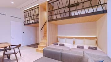 Premium Family Suite Max8 Comfort4 with Steam Sauna, Non Smoking | Desk, laptop workspace, blackout drapes, free WiFi