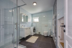 Luxury Villa, Multiple Bedrooms, 2 Bathrooms (Villa Galant with Pool and Sauna) | Bathroom | Shower, hair dryer, towels, soap