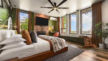 1 bedroom, desk, iron/ironing board, travel cot