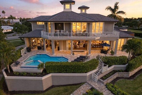 Stunning Estate Minutes to 10,000 Islands ~ Luxurious Waterfront w/Pool, Spa, Outdoor Living & More