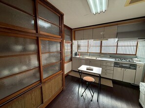 House, Balcony, Ocean View | Private kitchen | Full-sized fridge, microwave, stovetop, rice cooker - Azamian Atami (Atami)