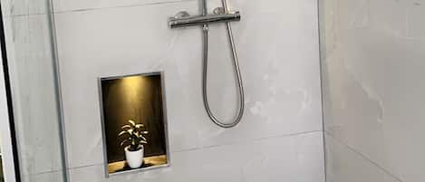 Hair dryer, towels, toilet paper