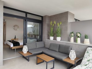 Departamento Confort, vista a la playa | Balcón
