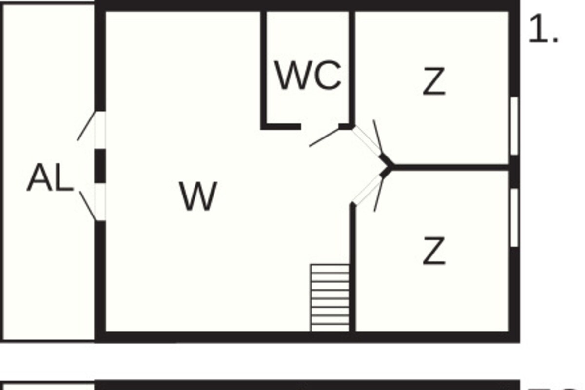Un plan d’hôtel comprenant plusieurs pièces identifiées par les lettres WC, Z, W, TE, K, S, B et WH.