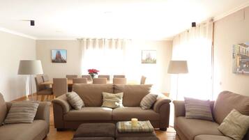 Smart TV, fireplace, DVD player