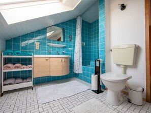 Douche, séchoir à cheveux, serviettes fournies