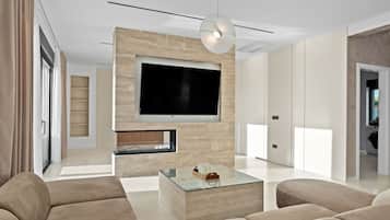 House (Five Bedroom House with Balcony) | Living room | 32-inch flat-screen TV with cable channels
