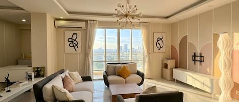 Deluxe Apartment, City View | Desk, laptop workspace, free WiFi